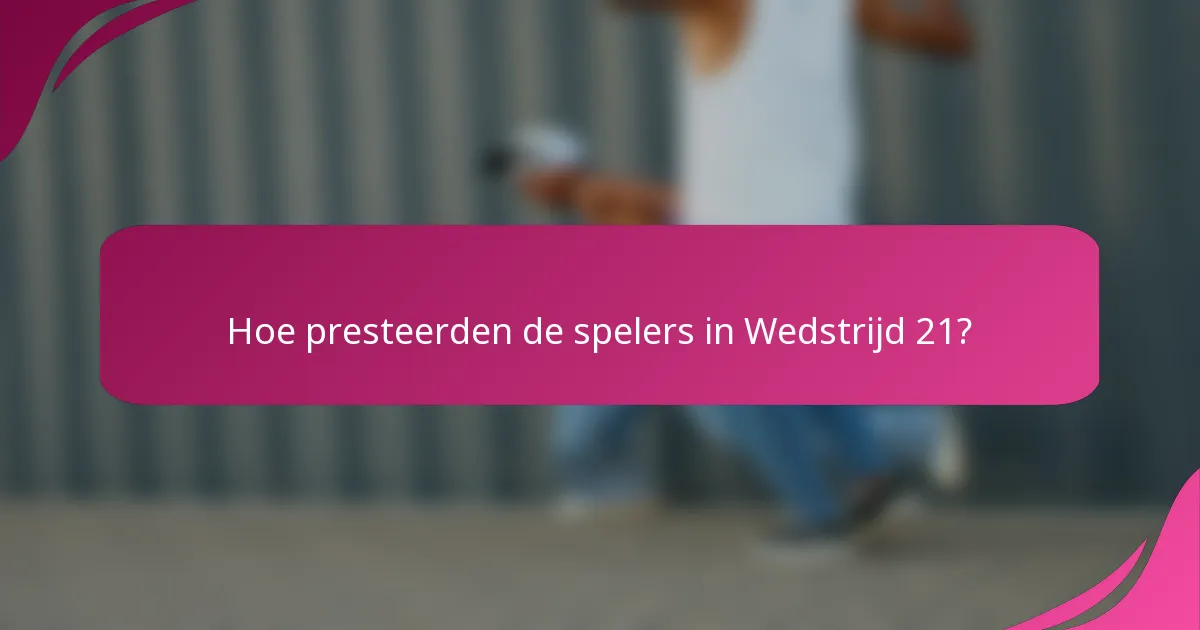 Hoe presteerden de spelers in Wedstrijd 21?